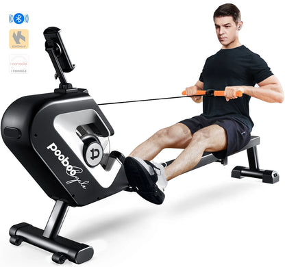 Row Machine Magnetic Rowing Machine Indoor Foldable Rower with 8 Level Adjustable Quiet Magnetic Resistance, Ergonomic Seat & LCD Monitor Cardio Exercise Training Max Weight 350 Lbs