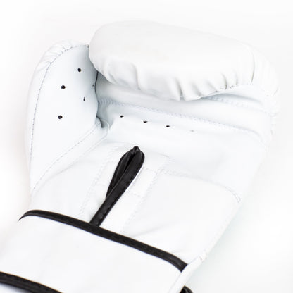 Synthetic Leather Core Training Gloves for Boxing, White, S/M