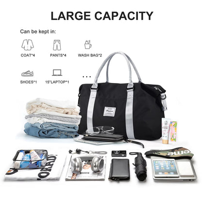 Travel Duffel Bag for Woman, Men Gym Tote Bag, Weekender Overnight Bag Carry on Bag Hospital Holdalls for Women with Wet Pocket, Airplane Approved Personal Item Bag