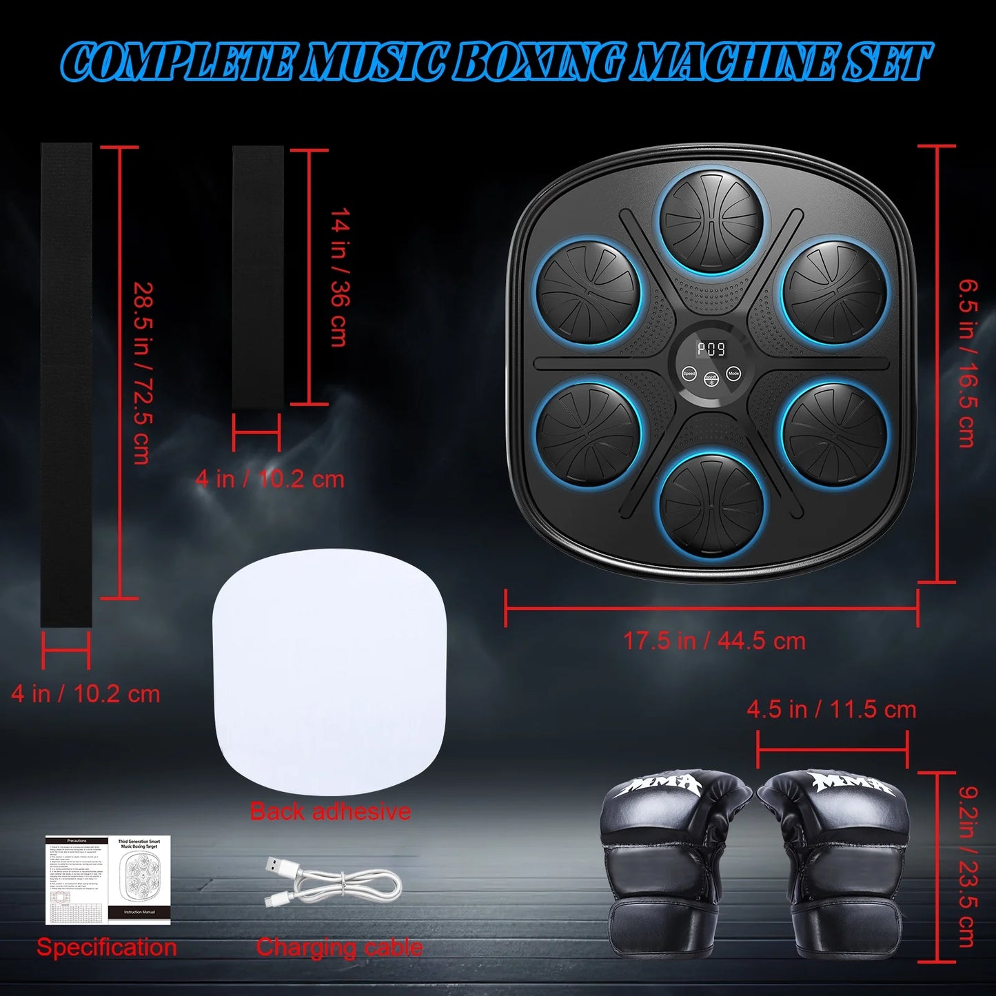 2024 Upgraded Adult Smart Music Boxing Machine, Electronic Boxing Machine with Boxing Gloves, Boxing Music Fitness Machine with Smart Display, Smart Boxing Machine Wall-Mounted Music for Home and Gym