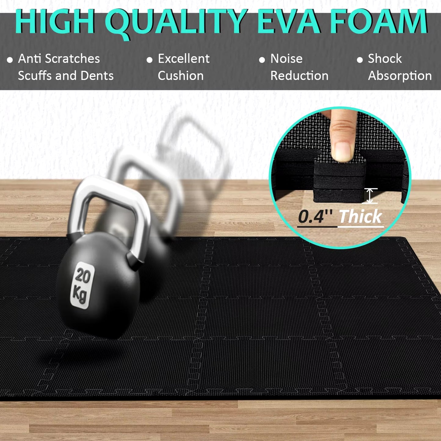 6/18Pcs Gym Flooring Set EVA Interlocking Foam Floor Tiles for Home Gym Play Workout Exercise Mats Fitness Puzzle Exercise Mat