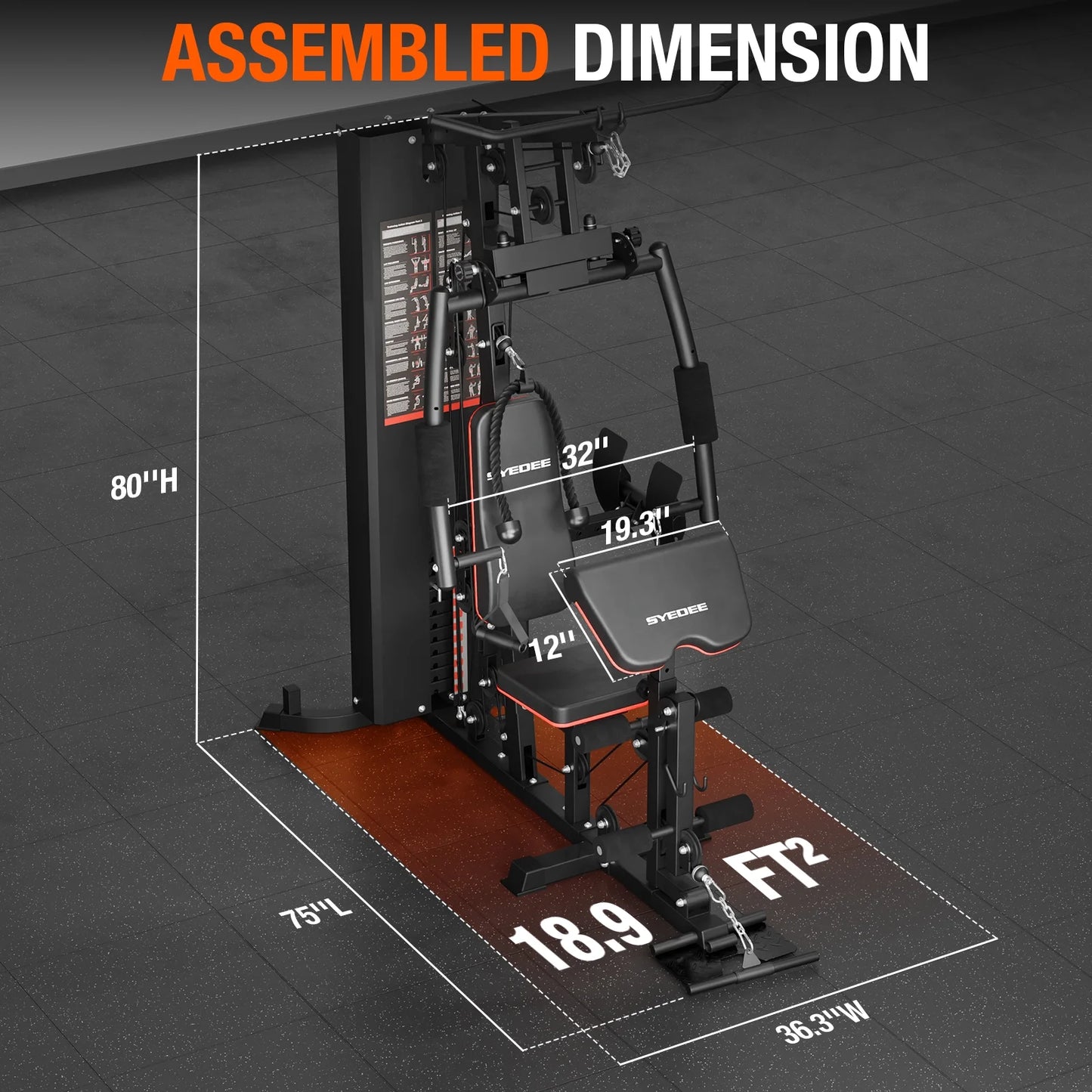 Home Gym Station, Workout Station with 150LBS Weight Stack, Home Gym Equipment for All Body Training.